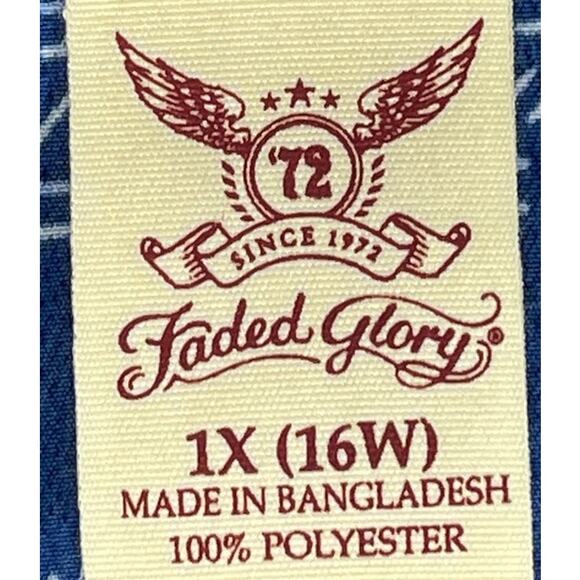 Faded Glory Tank Top Womens Plus Size 1X 16W Blue Striped Sleeveless Y2K Retro - Picture 5 of 5